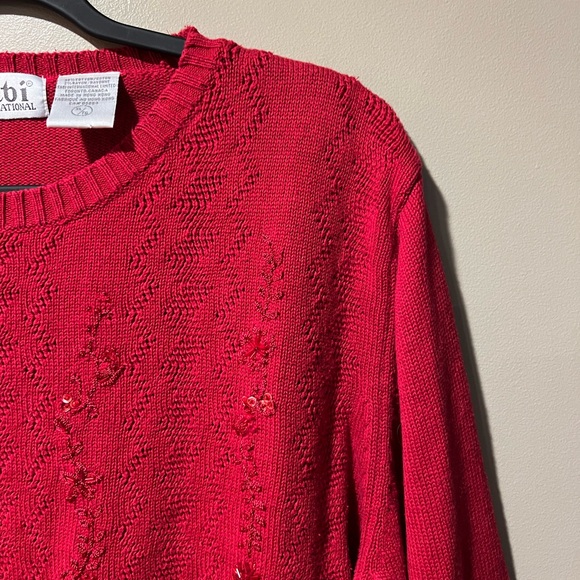 Tabi International Red Sweater with Red Bead/Sequin/Embroidery Embellishment - Picture 6 of 15